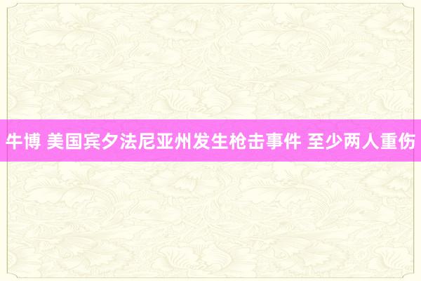 牛博 美国宾夕法尼亚州发生枪击事件 至少两人重伤