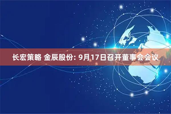 长宏策略 金辰股份: 9月17日召开董事会会议