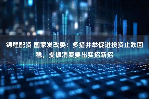 锦鲤配资 国家发改委：多措并举促进投资止跌回稳，提振消费要出实招新招